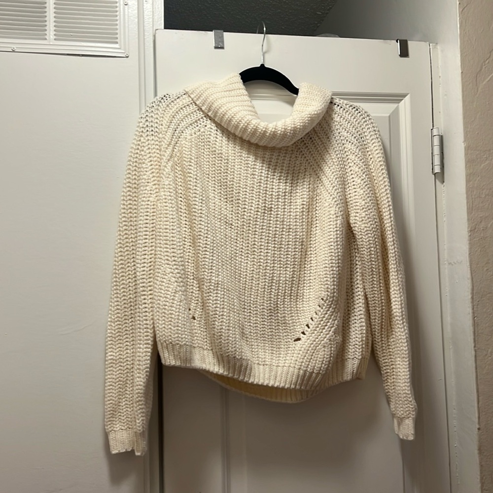 Slouch neck cable knit